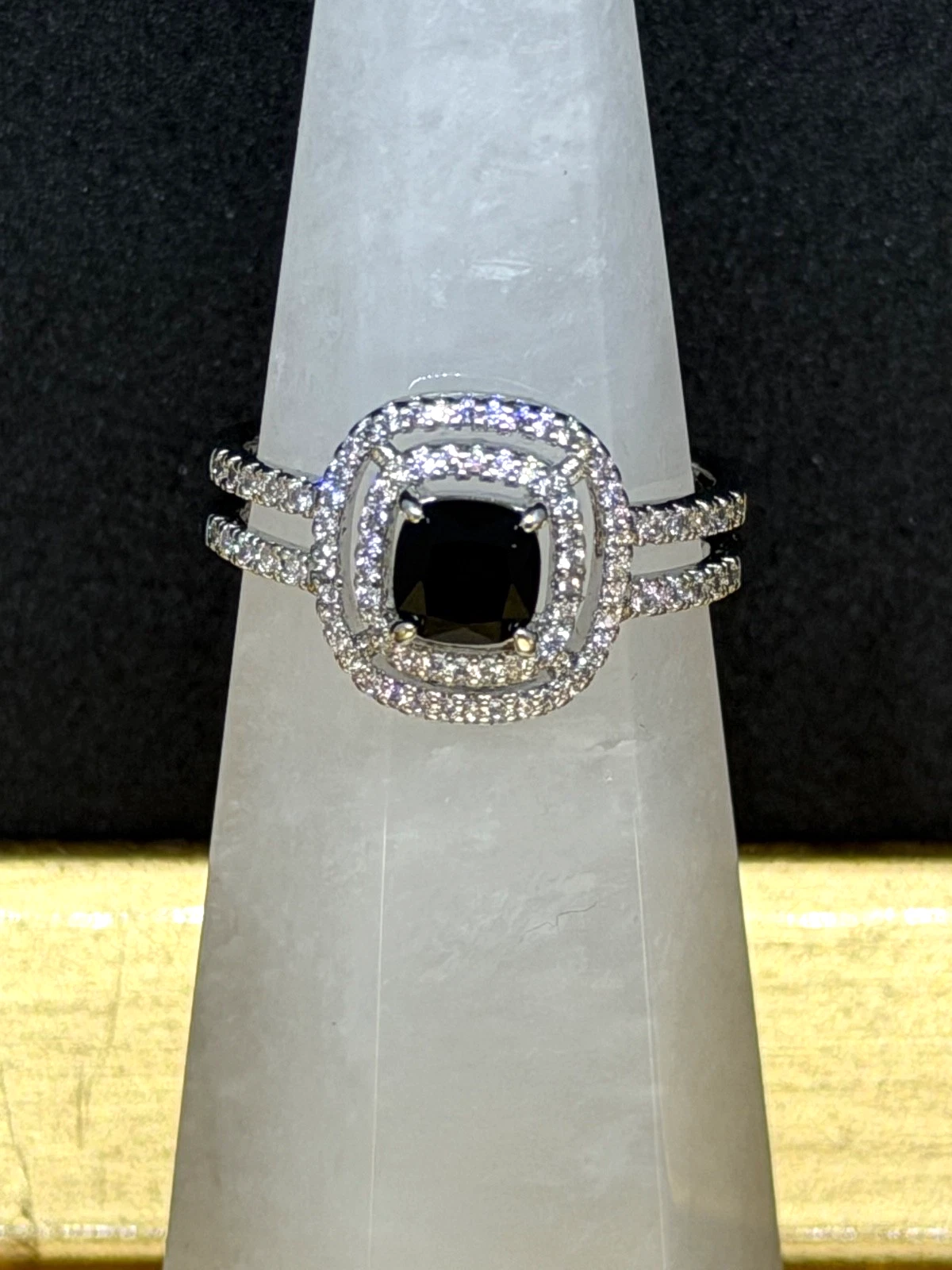 Bomb Party Ring Sz 10 "She's A Stunner" Black Onyx CZ on Rhodium image 1