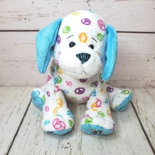 2010 Webkinz Peace Puppy HM440 Blue Sparkle Ears Dog Plush Ganz Y2K Colorful