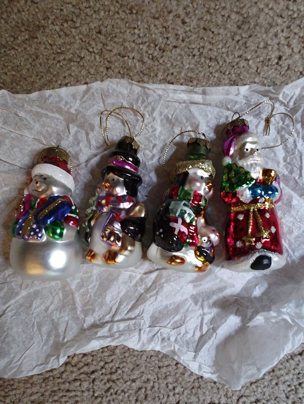 4 Hand Blown Glass Thomas Pacconi Christmas Ornaments Santa Snowman Penguin