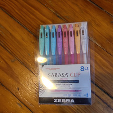 7PC NIP ZEBRA SARASA CLIP PENS FINE POINT GEL INK PENS, MILK COLOR 56 TOTAL PENS