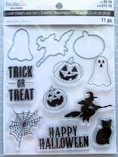 Halloween Pumpkin Ghost Witch Clear Stamp Die Set by Recollections 782225 NEW
