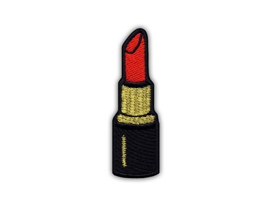 Lippenstift - rot und gold Patch/Abzeichen bestickt