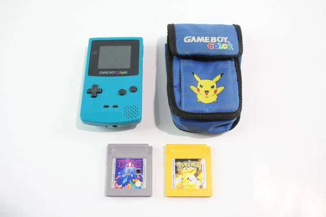 Nintendo Gameboy Color Blue With Pokémon Yellow and Carry Case