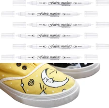 6 Pcs Fabric Markers for Clothes Fabric Paint Markers Permanent Dual Fabric Pain