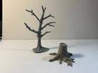 Lot of two Marx plastic dead tree and tree stump for Diorama or playset.