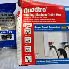 Oatey Quadtro Washing Machine Outlet Box Quarter Turn Copper Sweat MPN 38529