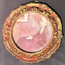 Vintage Ornate Mini Wall Plaque –Whistler’s Mother –Gold Frame Shabby Chic Decor