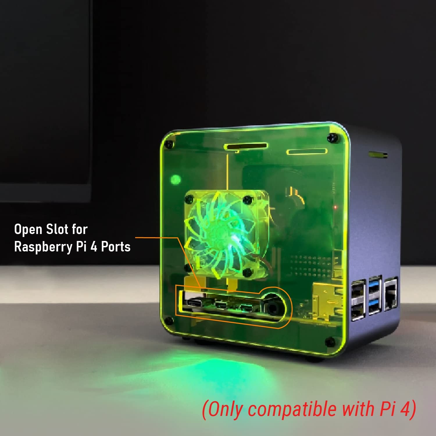 Raspberry Pi 4 Case Aluminum Mini Tower with Cooling Fan Color Changing ...