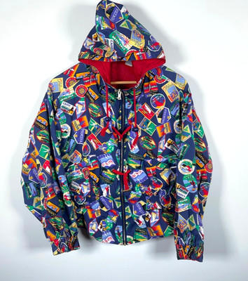 90s Cruise Line AOP Zip Toggle Hooded Jacket Women's Small Cotton Travel