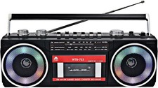 Retro 80's Cassette Player Recorder W/ AM/FM/SW Radio Bluetooth Boombox USB