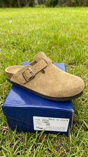 Women s Clog Sandals, Suede Upper with Adjustable Buckle, Cushioned Cork Footbed
