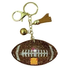Popfizzy Bling Football Keychain for Women and Girls, Rhinestone Purse Charm,...