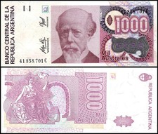 Argentina 1000 Australes, 1988-1990 ND, P-329a.5, UNC