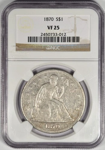 1870 SEATED LIBERTY DOLLAR ~ NGC VF25