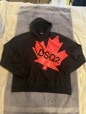 Dsquared2 XXL Maple Leaf Logo Oversize Black Hoodie