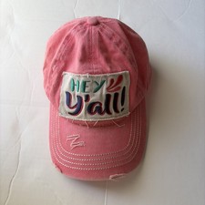 Pink Hey Yall Patch Adjustable Baseball Cap H...