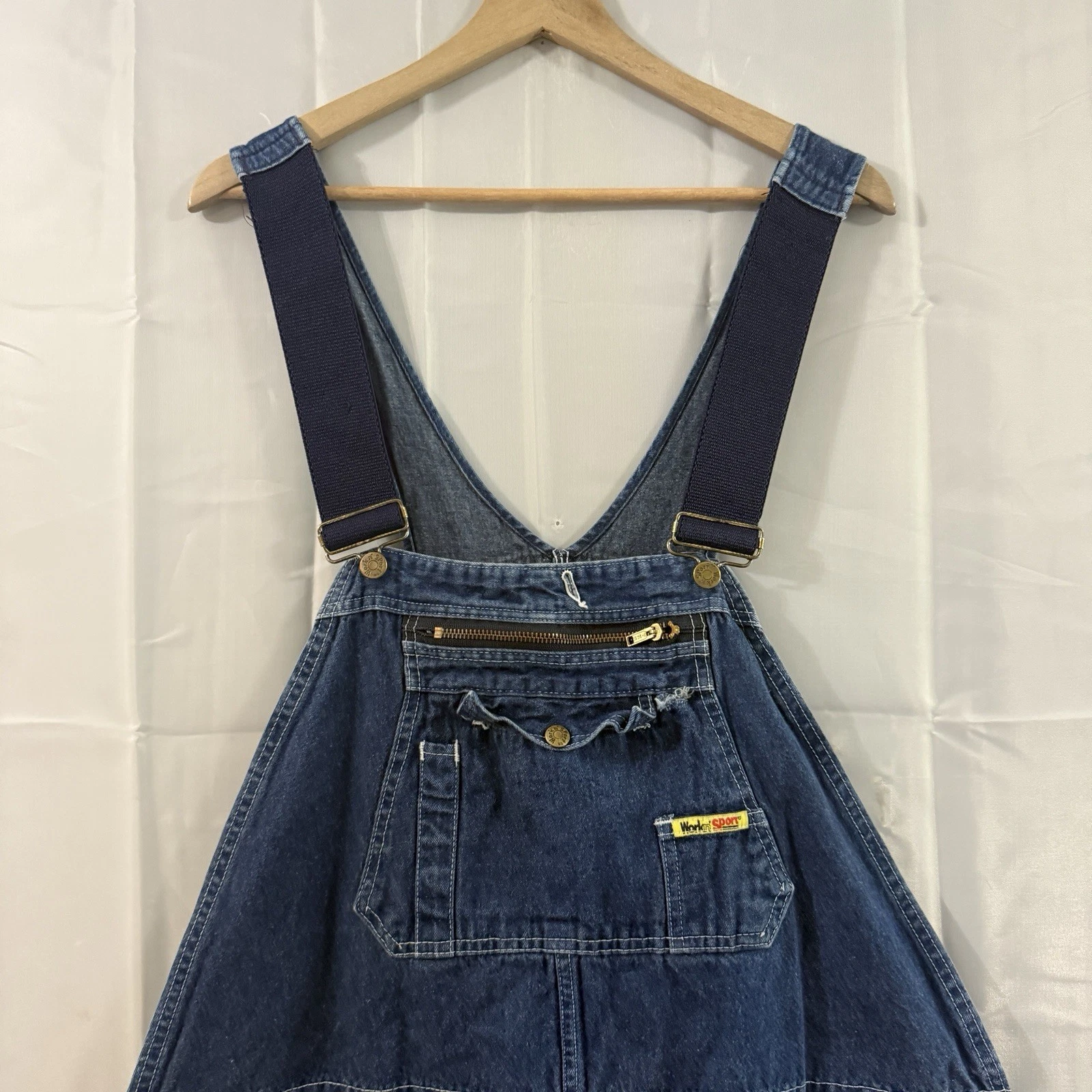 VTG Work n' Sport Bib Overalls Men 50x32 Jean Workwear Outdoor Farmer Chore USA
