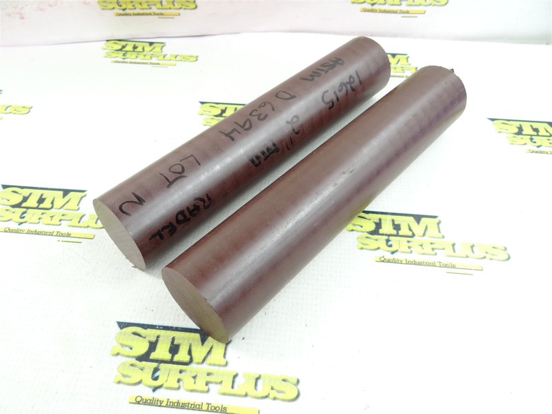 2 PIECES OF BROWN RADEL R-5500 MACHINABLE PLASTIC ROUND STOCK 2" X 10"