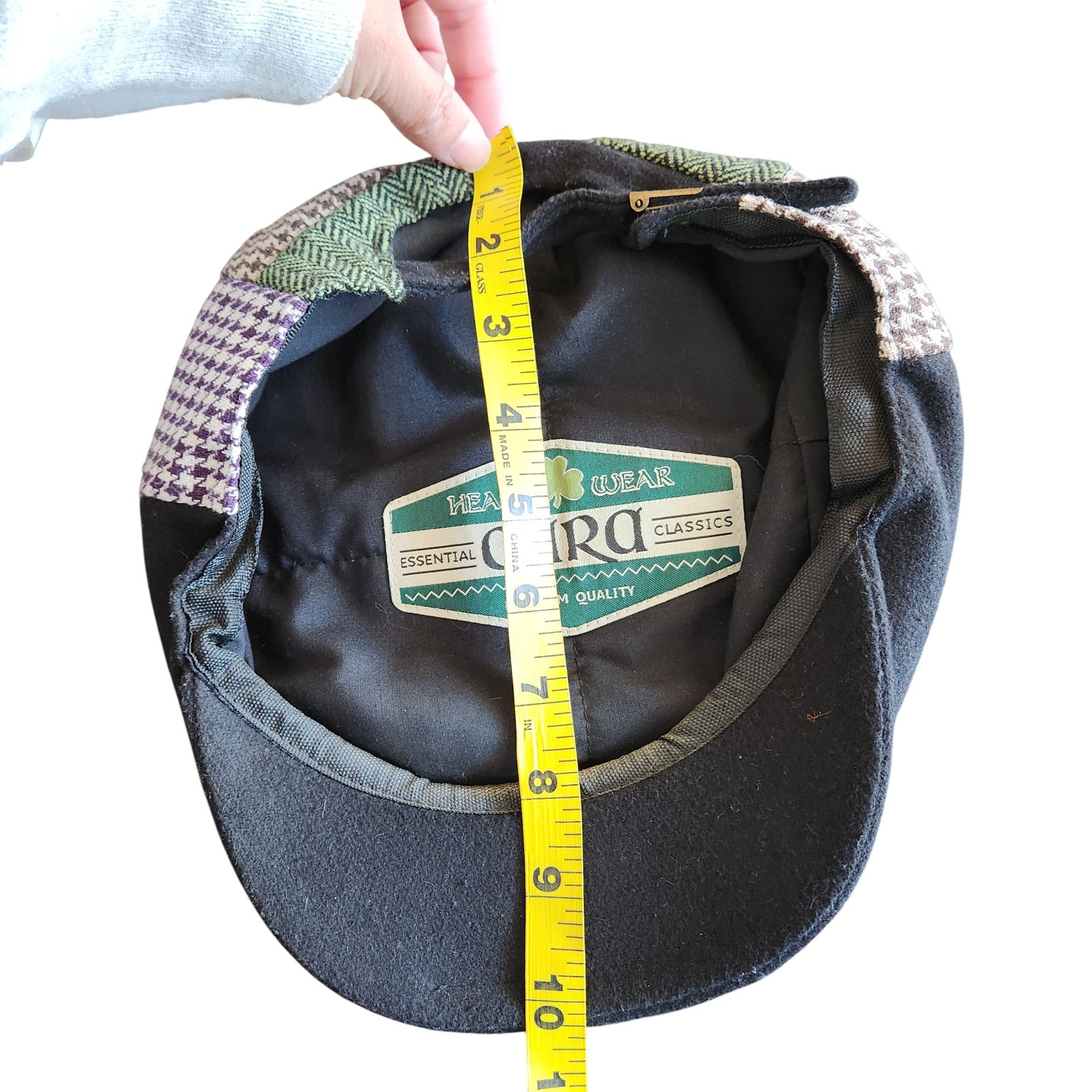 Ireland Green Patchwork Wool Flat Cap Adjustable … - image 9