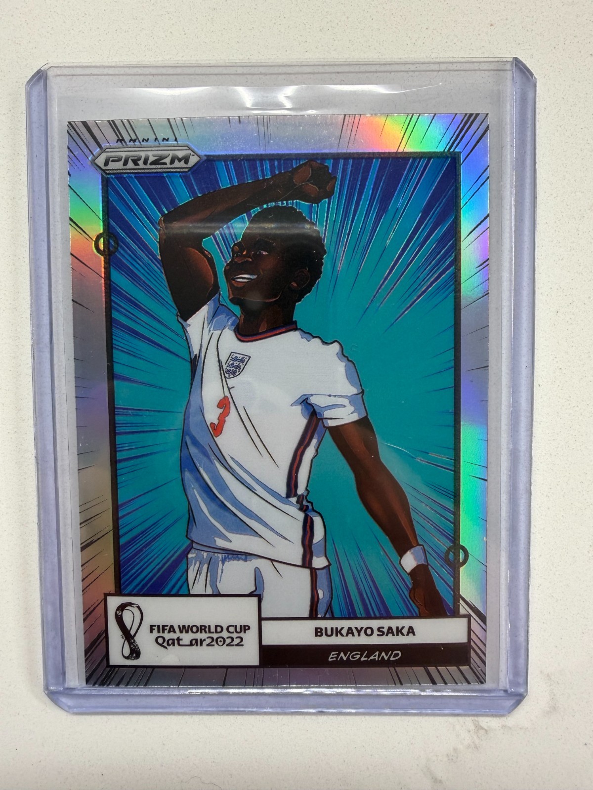 2022 Panini Prizm Qatar World Cup Soccer Bukayo Saka Manga SSP Case Hit England