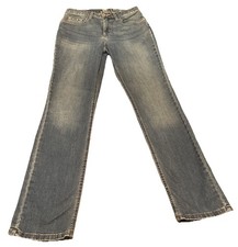 Lee Riders Women  s 4M Midrise Straight Jeans Blue Stretch Denim Medium Wash