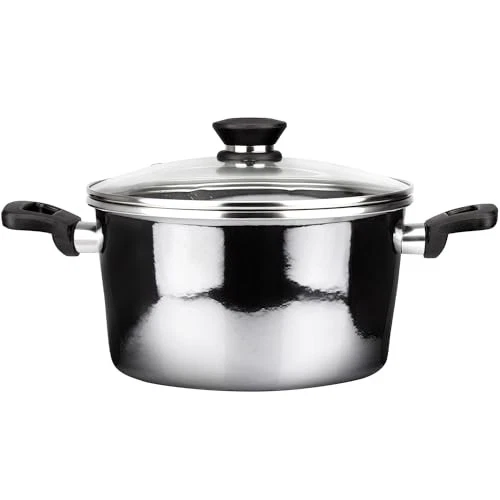 VITREX METALLIC 7.8-INCH STOCKPOT WITH LID PORCELAIN ON STEEL - BLACK
