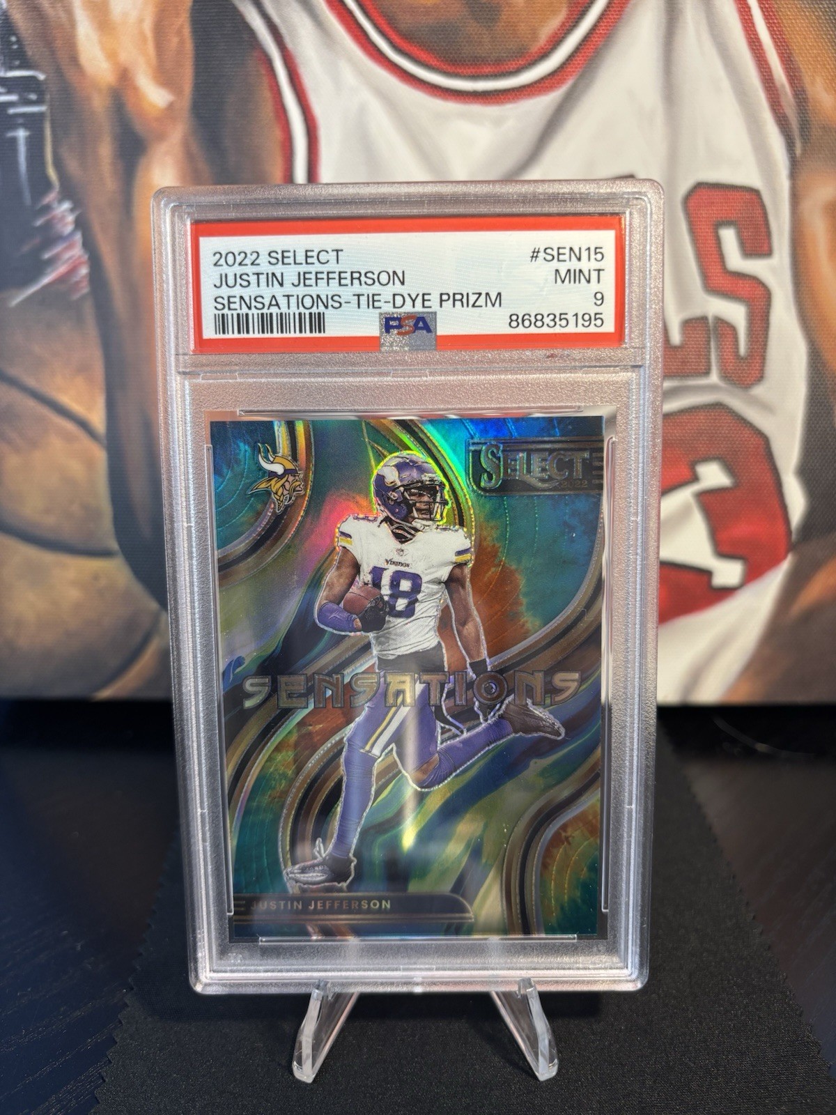 2022 Panini Select - Sensations Justin Jefferson #SEN-15 Tie-Dye Prizm /25