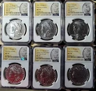 2021 SILVER MORGAN & PEACE DOLLAR 6 COIN 100th ANNIVERSARY SET NGC MS 70 FDOI