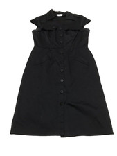 Van Heusen  Midi Pencil Dress Size 8 Black Collared Button Front Pockets Women