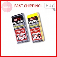 Travel Size Duct Tape Colors 2-Pack Black  Yellow - Pocket Size Flat Mini Rol