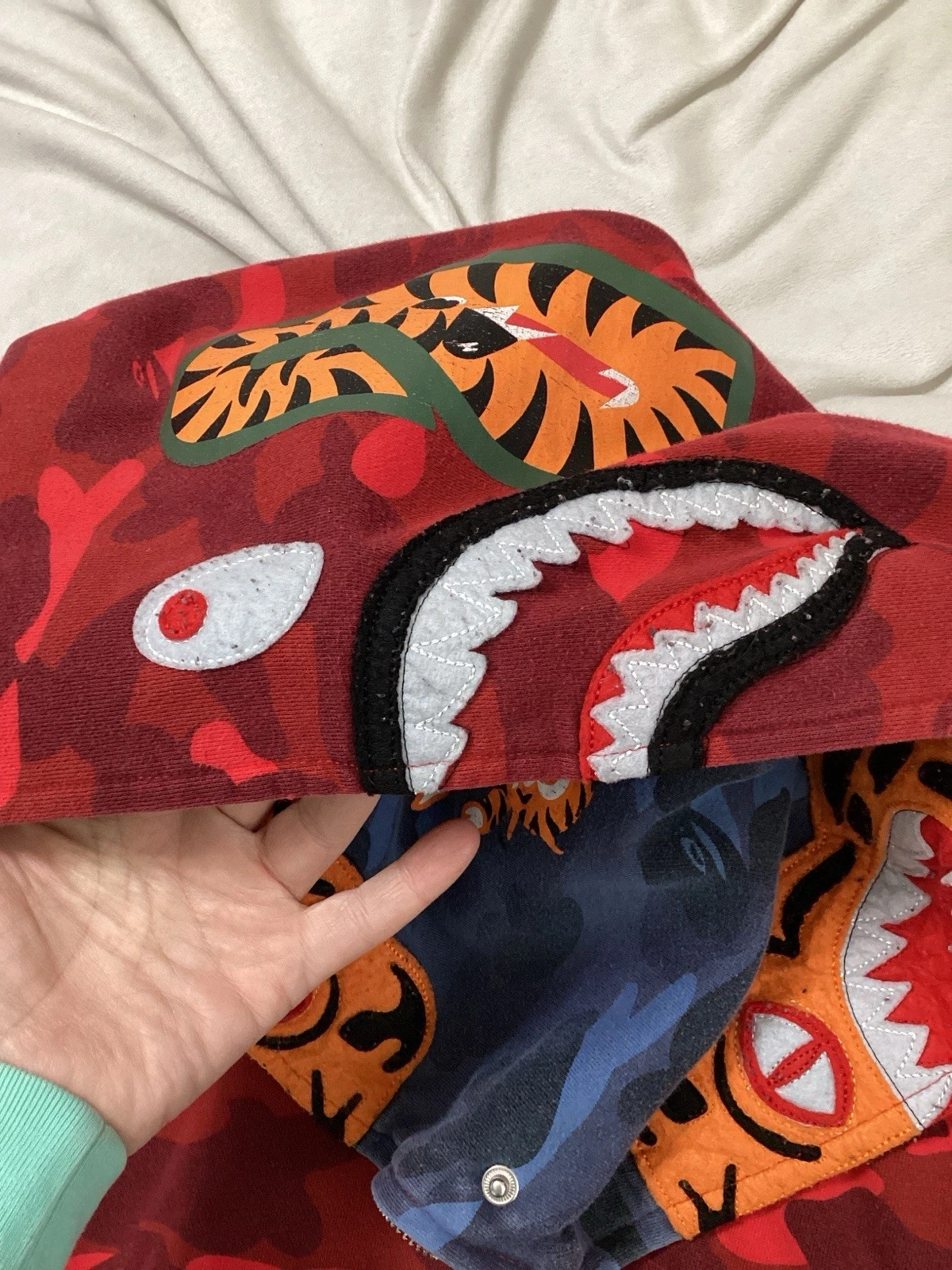 A Bathing Ape Double Hood Red Camo Zip Jacket image 12
