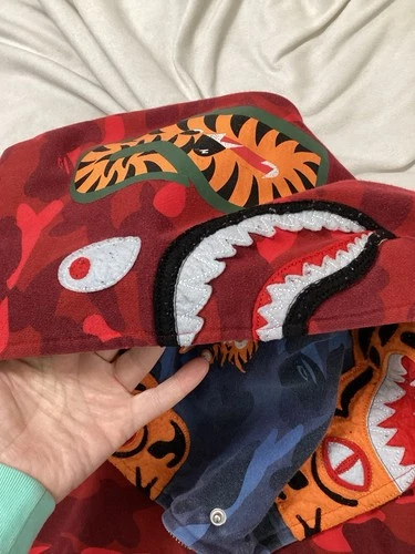 A Bathing Ape Double Hood Red Camo Zip Jacket image 12