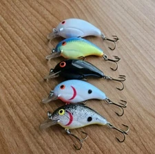 (5) Pre-Pradco Bandit 100 Series Crankbaits, Lot of 5 Fishing Lures 