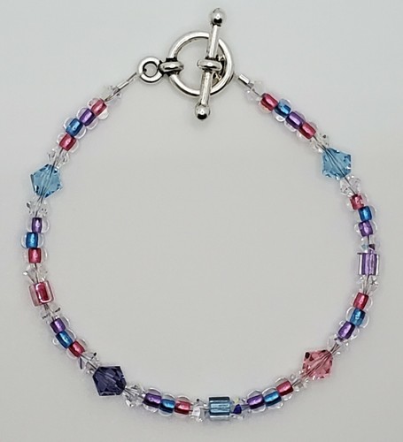 Metallic Aqua Rose Tanzanite Austrian Crystal Bracelet - Picture 2 of 6