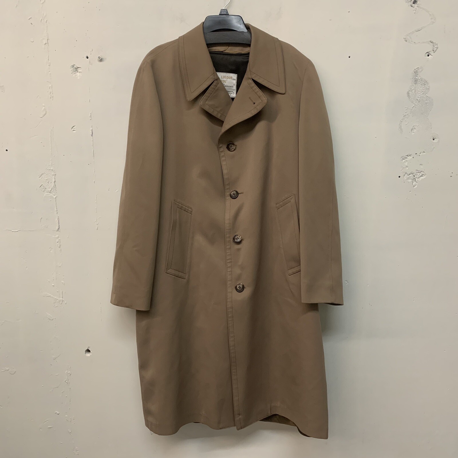 London Fog Mens Brown Iconic Trench Coat Jacket Lined… Gem