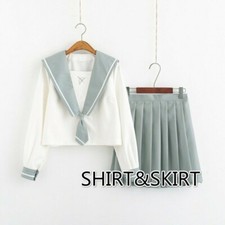 Girls Japanese School Uniform Sailor Shirt Skirt JK Kawaii Suit Fancy Dress