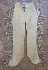 WHITMAN ADULT CAMEL WESTERN FRINGE SHOW CHAPS 31''- 34'' WAIST MEDIUM?