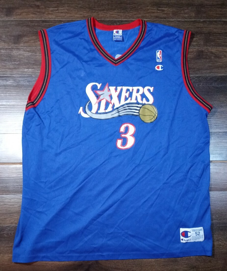 Vintage Champion Allen Iverson Sixers blue #3 jersey Men's