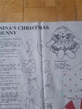 DAISY KINGDOM NINAS CHRISTMAS BUNNY FABRIC PANEL FOR BUNNY AND CLOTHES DRESS