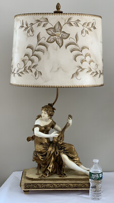 Vintage Art Nouveau Spelter French Figural Lady Statue Lamp 40” | eBay