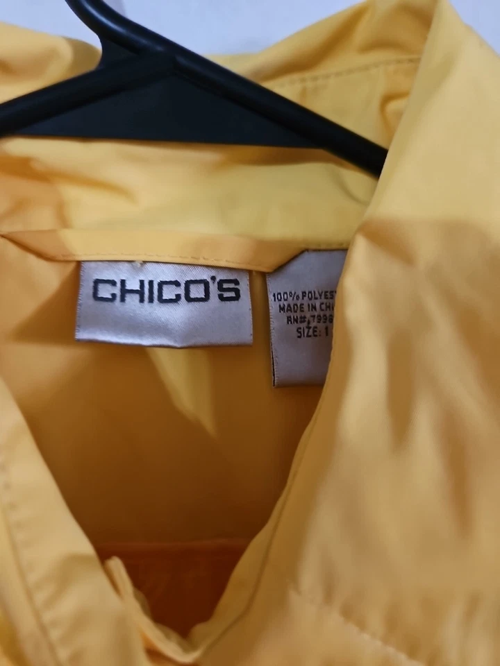 Chico's Size 1 Yellow No Belt Rain Coat - Image 2 of 4
