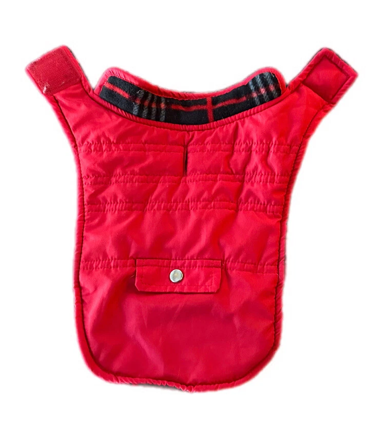 Chaqueta reversible para perro Simply Dog talla XS roja y negra a cuadros polar nailon Foto 2 de 2