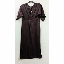 ZARA Satin Effect Midi Dress With Knotted Waist Size XS