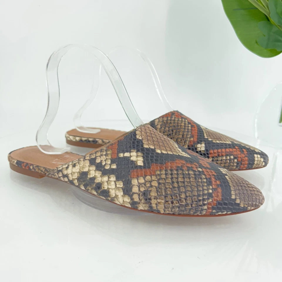 Zapato cómodo de cuero de serpiente plano sin cordones Madewell Remi Mule para mujer talla 9 Foto 2 de 4