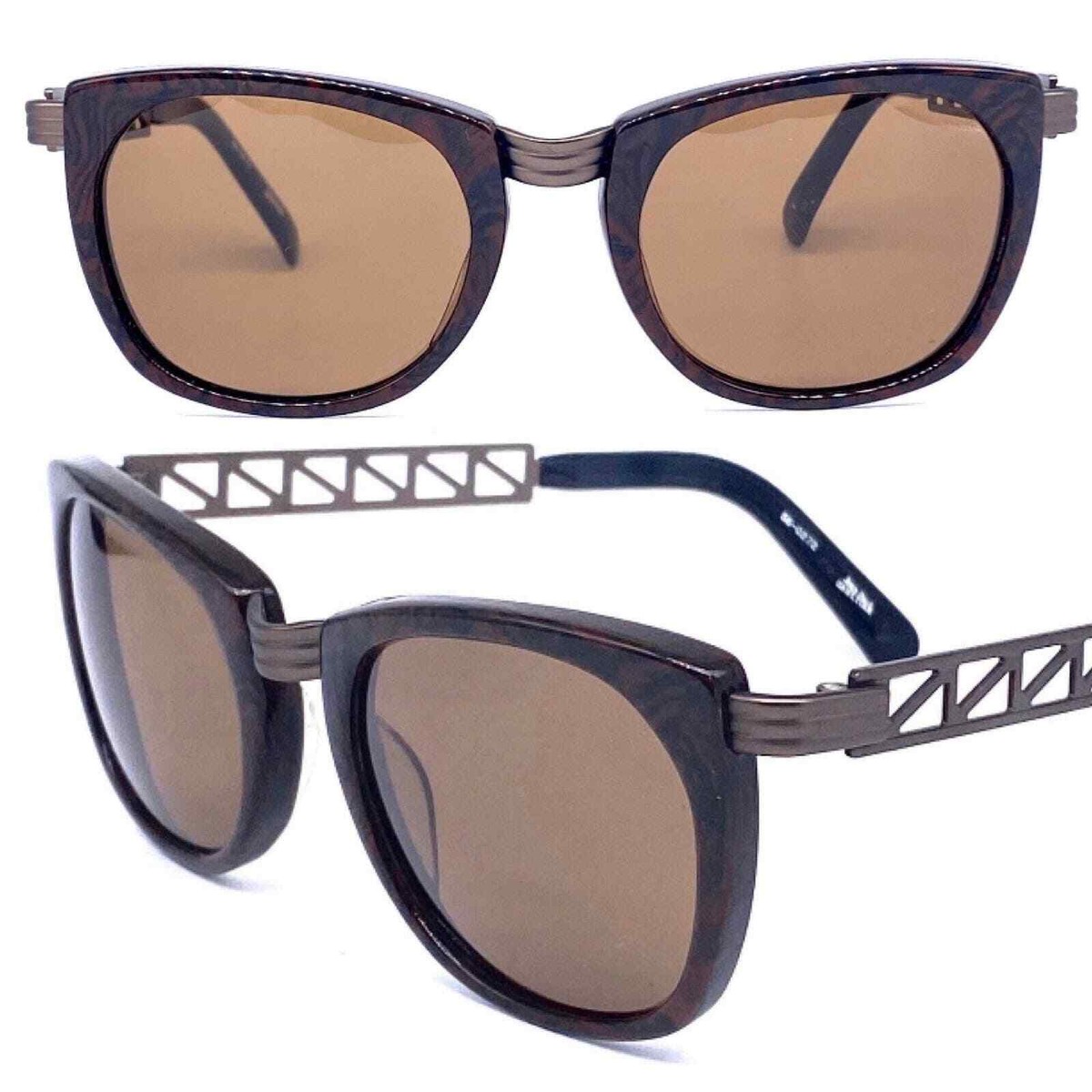 Jean Paul Gaultier 56-0272 square brown cello sunnies w Eiffel NOS