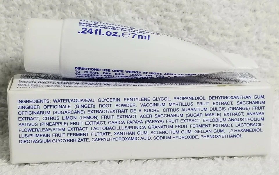 Malin+Goetz BRIGHTENING ENZYME MASK 1% Fruit Enzyme Night/PM Tube .24 oz/7mL New - Image 3 of 4