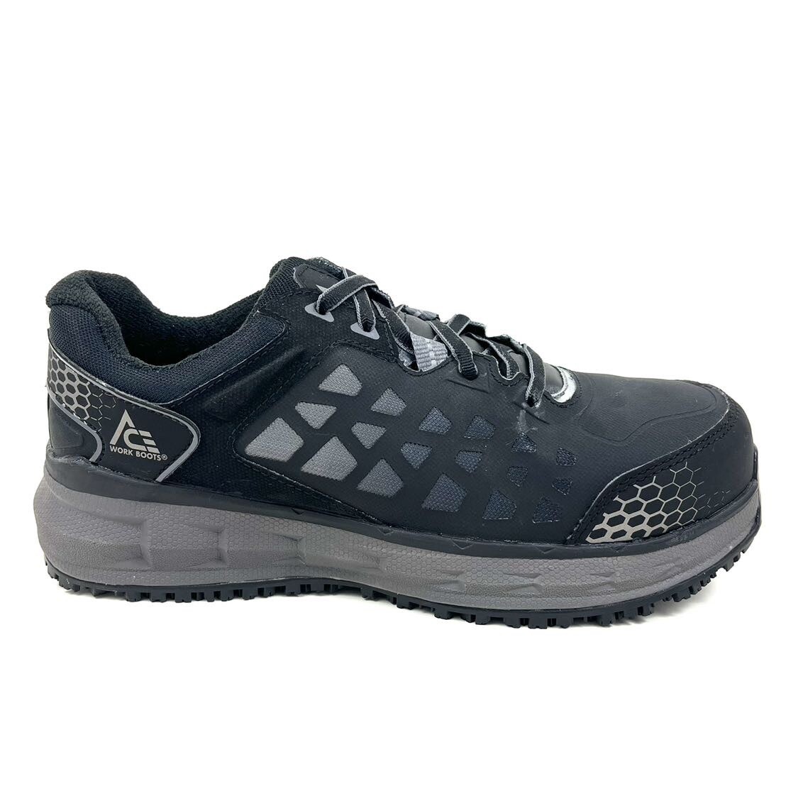 Ace 73000 Men\'s‎ Black Gray Phantom Aluminum Toe Slip Resistant Shoes Size 9.5 Amazon.com | ACE Work Boots Providence, Men main image 4