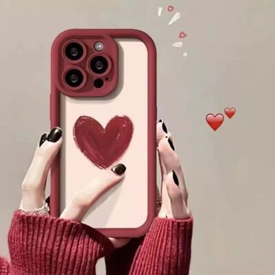 Love Heart For iPhone 15 14 Pro Max 13 12 11 7 XR Silicone Soft Phone Case Cover