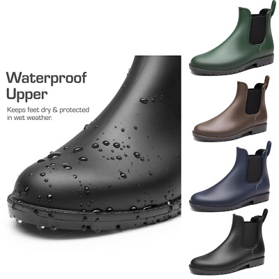 Women Ankle Rain Boots Outdoor Waterproof Chelsea Slip On Ankle Boots