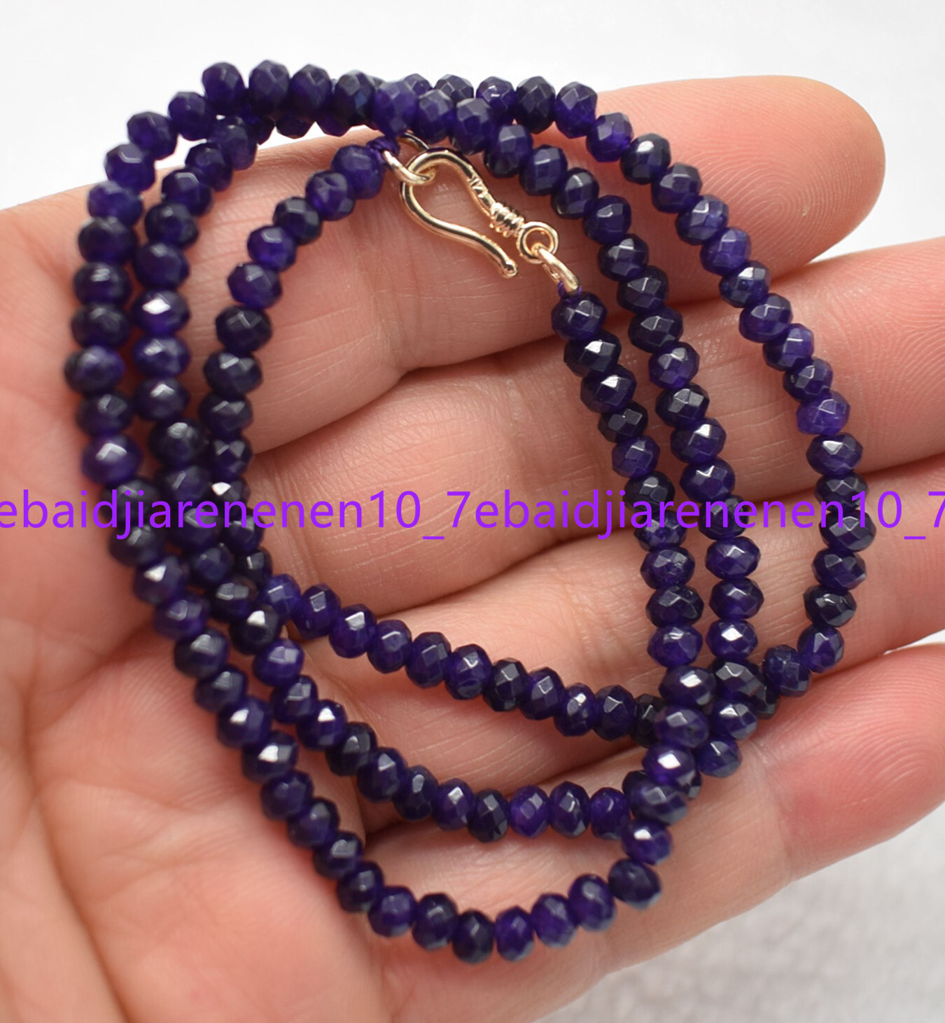 Natural 2x4mm Purple Amethyst Gems Abacus Beads Necklace 1628 in Gold
